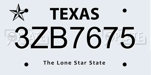 3ZB7675 Texas License Plate