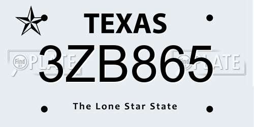 3ZB865 Texas License Plate
