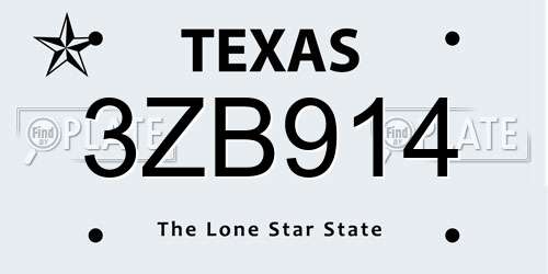 3ZB914 Texas License Plate