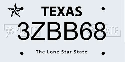 3ZBB68 Texas License Plate