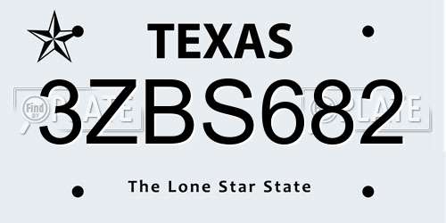 3ZBS682 Texas License Plate
