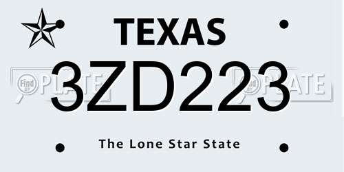 3ZD223 Texas License Plate