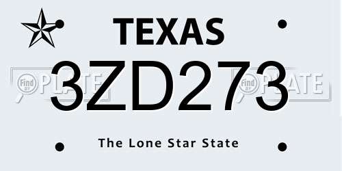 3ZD273 Texas License Plate