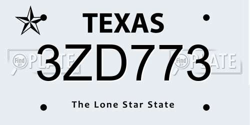 3ZD773 Texas License Plate
