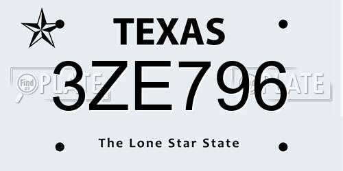 3ZE796 Texas License Plate