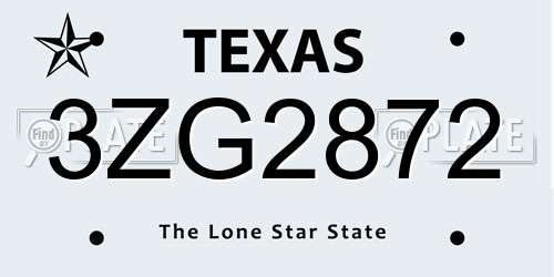 3ZG2872 Texas License Plate