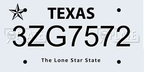 3ZG7572 Texas License Plate