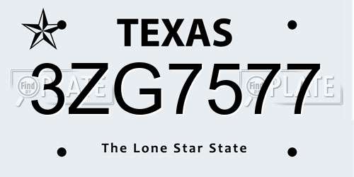 3ZG7577 Texas License Plate