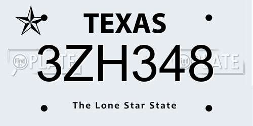 3ZH348 Texas License Plate