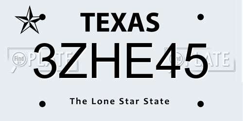 3ZHE45 Texas License Plate