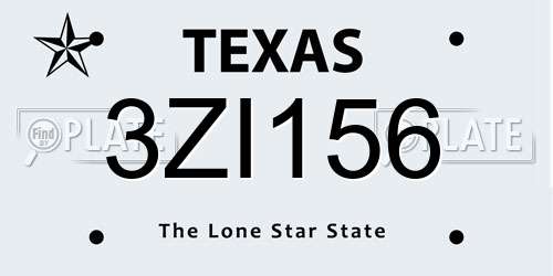 3ZI156 Texas License Plate