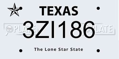 3ZI186 Texas License Plate