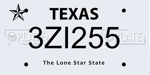 3ZI255 Texas License Plate