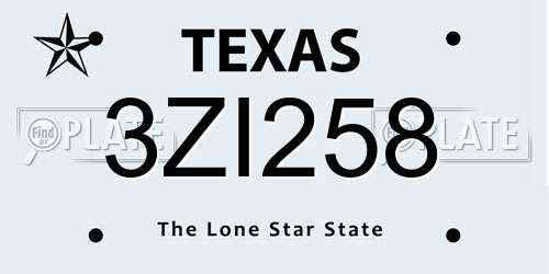 3ZI258 Texas License Plate