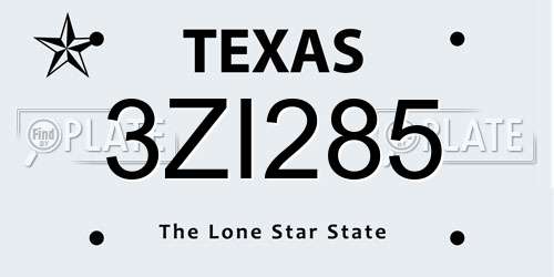 3ZI285 Texas License Plate