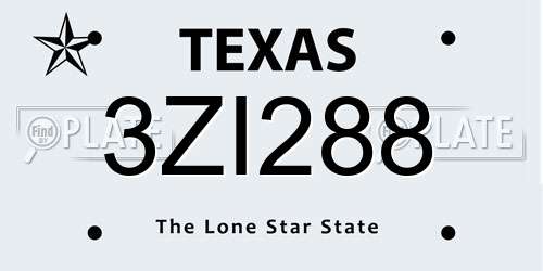3ZI288 Texas License Plate