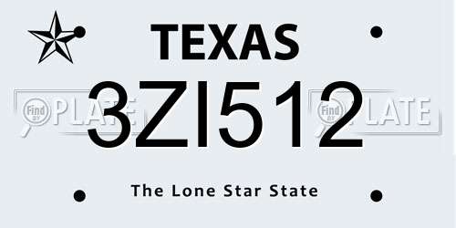 3ZI512 Texas License Plate