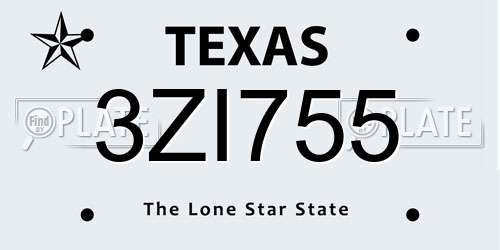3ZI755 Texas License Plate