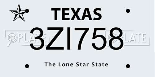 3ZI758 Texas License Plate