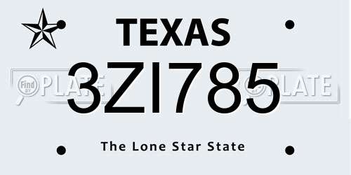 3ZI785 Texas License Plate