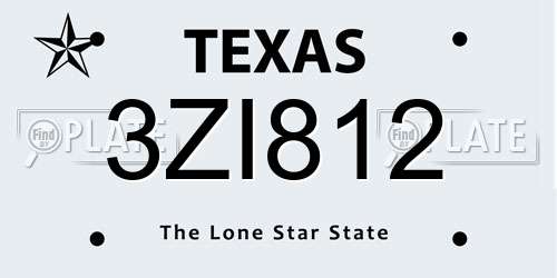 3ZI812 Texas License Plate