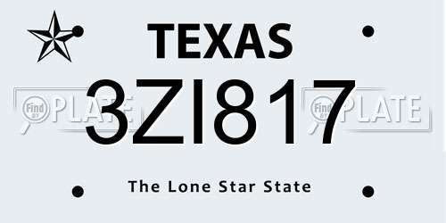 3ZI817 Texas License Plate
