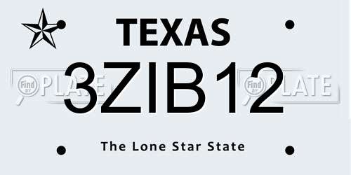 3ZIB12 Texas License Plate