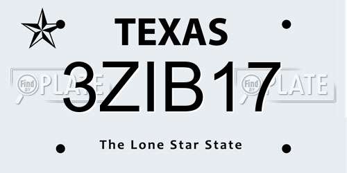 3ZIB17 Texas License Plate