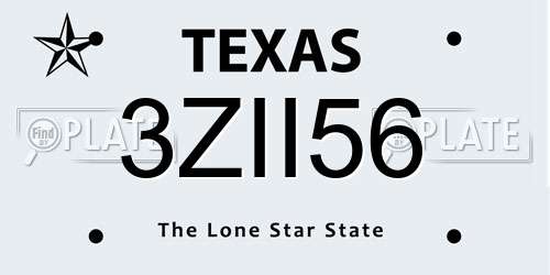 3ZII56 Texas License Plate