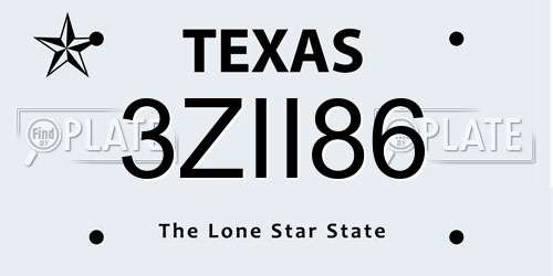 3ZII86 Texas License Plate