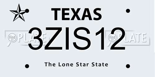 3ZIS12 Texas License Plate