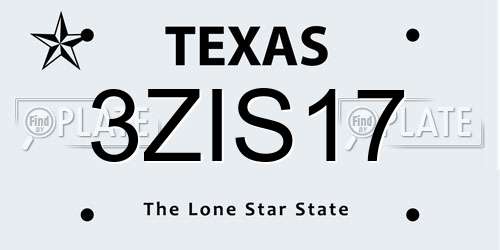 3ZIS17 Texas License Plate