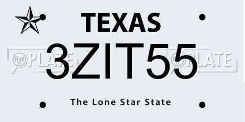 3ZIT55 Texas License Plate