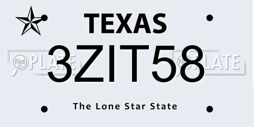 3ZIT58 Texas License Plate