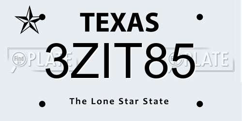 3ZIT85 Texas License Plate