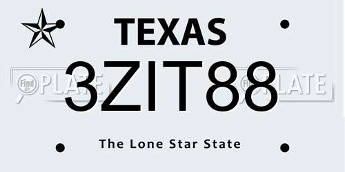 3ZIT88 Texas License Plate