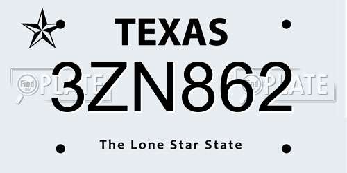 3ZN862 Texas License Plate