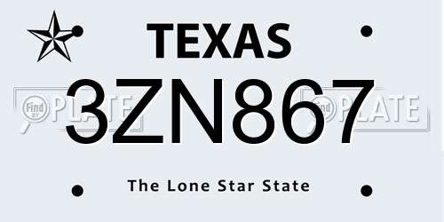 3ZN867 Texas License Plate