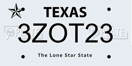 3ZOT23 Texas License Plate