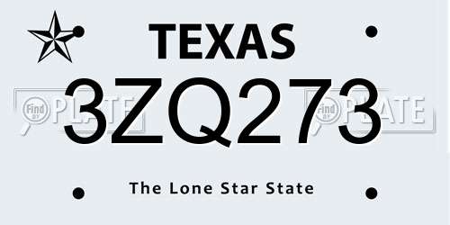 3ZQ273 Texas License Plate