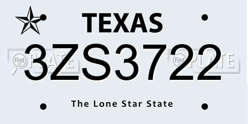 3ZS3722 Texas License Plate