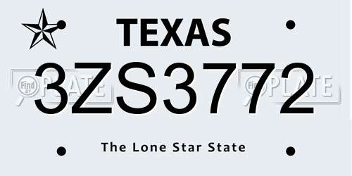 3ZS3772 Texas License Plate