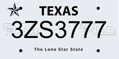 3ZS3777 Texas License Plate