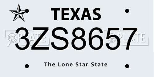3ZS8657 Texas License Plate