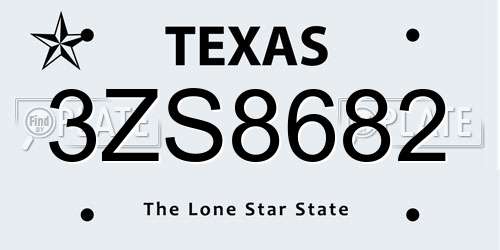 3ZS8682 Texas License Plate