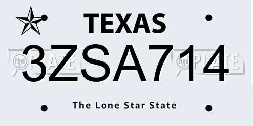 3ZSA714 Texas License Plate
