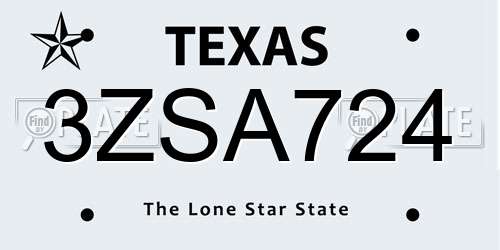 3ZSA724 Texas License Plate