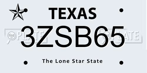 3ZSB65 Texas License Plate