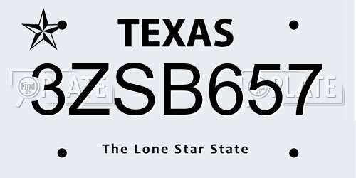 3ZSB657 Texas License Plate