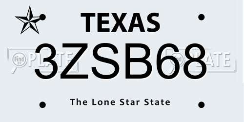 3ZSB68 Texas License Plate